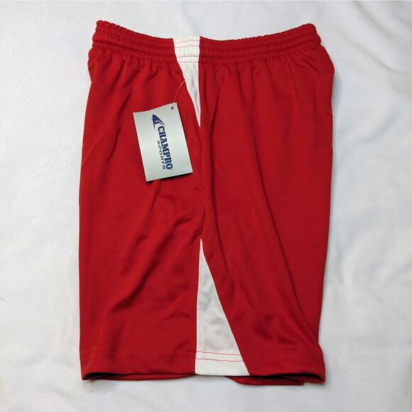 Champro Mens Soccer Shorts Medium Red White Athletic Performance Workout NWT - Picture 3 of 4